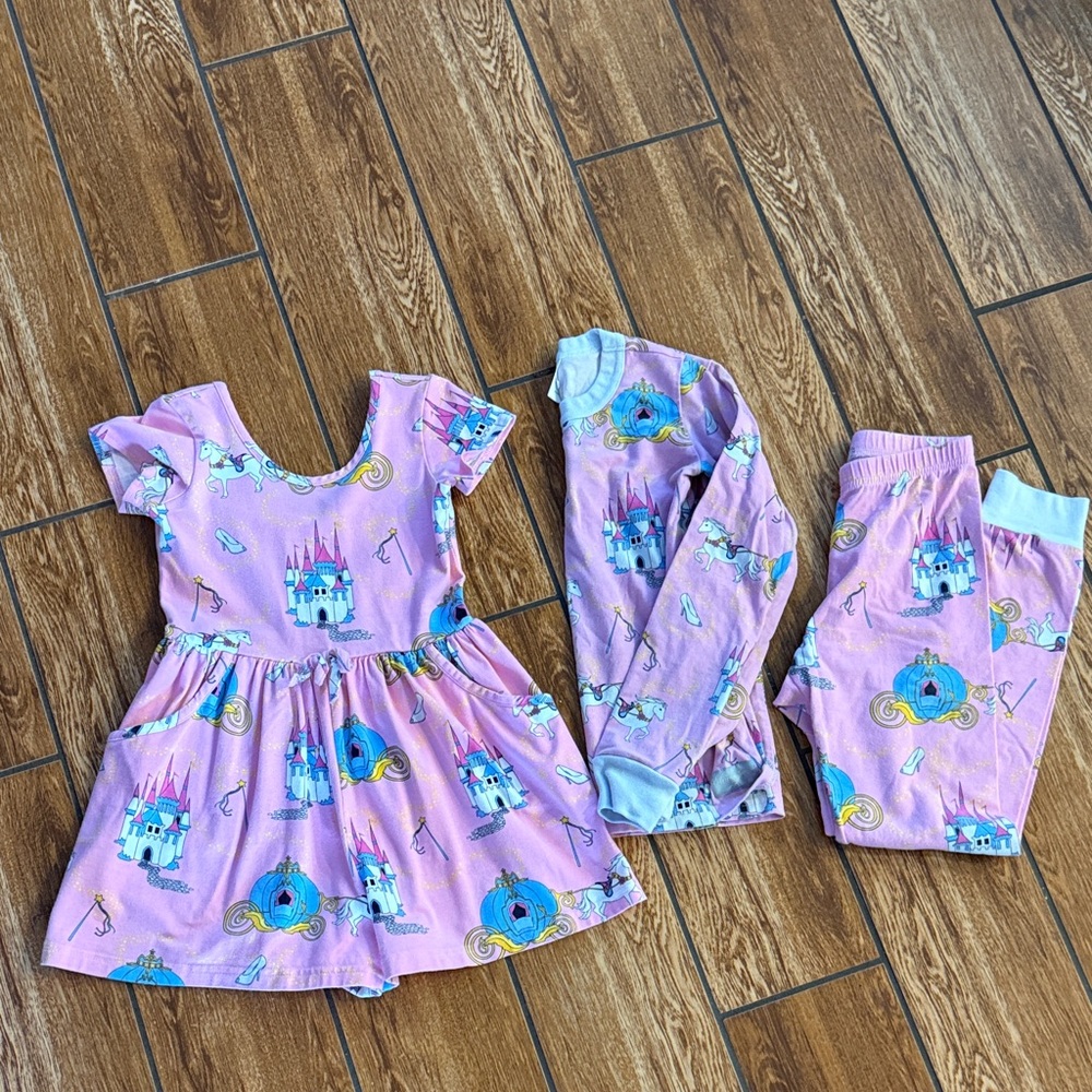 Eleanor Rose romper & PJ set bundle Disney Cinderella castle